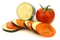 Sliced and mixed tomato and Suriname aubergine Royalty Free Stock Photo