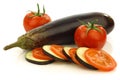 Sliced and mixed tomato and Suriname aubergine Royalty Free Stock Photo