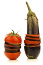 Sliced and mixed tomato and Suriname aubergine Royalty Free Stock Photo