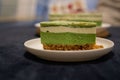 Sliced mousse cake, matcha flavor