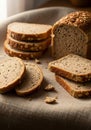 Sliced multigrain bread rests on a Royalty Free Stock Photo