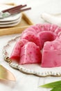 Mung Bean Flour Pudding with Pink Color, Popular Known as Cente Manis or Kue Nona Manis in Indonesia