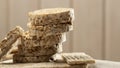 Sliced Oatmeal Bread on Wooden Table close-up