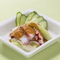 Sliced octopus with sauce, onion and cucumber in Nenkira recipe
