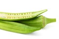 Sliced okra bamia isolated close-up.