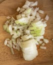 Sliced onion on board ingredients for cooking