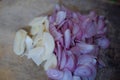 Sliced onion and garlic selective focus