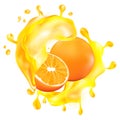 Sliced Orange with Fresh Juice Splashes Royalty Free Stock Photo