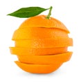 Sliced orange fruit isolated on white background Royalty Free Stock Photo