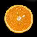 Sliced orange isolated on black