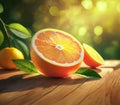 Sliced Orange with Lush Greenery