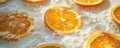 Sliced oranges submerged in milk