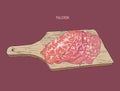 Sliced paleron meat , sketch vector. Royalty Free Stock Photo