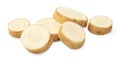sliced parsnip root isolated on white background. clipping path