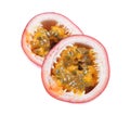 Sliced Passion fruit on isolated white background.Passiflora Royalty Free Stock Photo