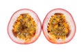 Sliced Passion fruit on isolated white background.Passiflora Royalty Free Stock Photo