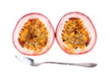 Sliced Passion fruit on isolated white background.Passiflora Royalty Free Stock Photo