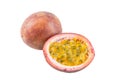 Sliced Passion Fruit isolated on white with clipping path Royalty Free Stock Photo