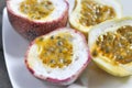 Sliced passion fruit Royalty Free Stock Photo