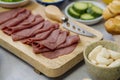 Sliced Pastrami  Romanian variant of the Turkish pastÃÂ±rma . Royalty Free Stock Photo