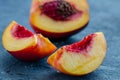 Sliced peach ,close up Royalty Free Stock Photo