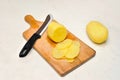 Sliced, peeled raw potatoes Royalty Free Stock Photo