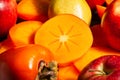 sliced persimmon fruit mix Royalty Free Stock Photo