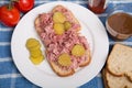 Sliced Pickles On Barbecue Pork Sandwich