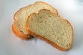Slices of golden bread on a light background