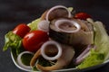 Sliced pieces of cold smoked mackerel fish Royalty Free Stock Photo