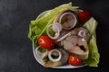 Sliced pieces of cold smoked mackerel fish Royalty Free Stock Photo