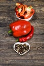 sliced pieces of ripe sweet red pepper Royalty Free Stock Photo