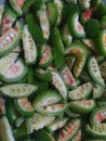 Sliced pieces of spiny gourd.