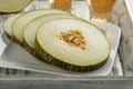 Sliced Piel de Sapo melon Royalty Free Stock Photo