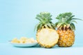 Sliced pineapple on pastel color background Royalty Free Stock Photo