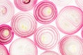 Sliced pink onion. Slices. Pattern. Macro. Texture.