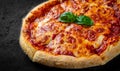 Sliced Pizza with Mozzarella cheese, Tomatoes, pepper, Spices. Italian pizza. Pizza Margherita Royalty Free Stock Photo