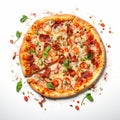 Scattered Composition Of 2 Slice Pizza On White Background Royalty Free Stock Photo