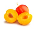 sliced plum path isolated Royalty Free Stock Photo