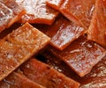 The sliced of pork jerky closeup Royalty Free Stock Photo