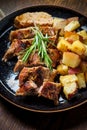 Sliced Pork Tenderloin Rosemary Royalty Free Stock Photo