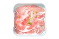 Sliced pork on white background