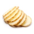 Sliced potato isolated on white created with Generative AI. Healthy vegetables for cooking.