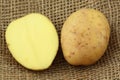 Sliced potatoe on sacking
