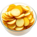 sliced potatoes in a bowl. isolated on a white background, Ai generated Royalty Free Stock Photo