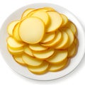 sliced potatoes in a bowl. isolated on a white background, Ai generated Royalty Free Stock Photo