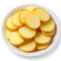sliced potatoes in a bowl. isolated on a white background, Ai generated Royalty Free Stock Photo