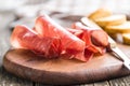 Sliced prosciutto crudo. Royalty Free Stock Photo