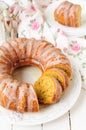 Sliced Pumpkin Bundt Cake with Sugar Icing