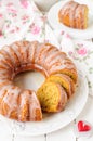 Sliced Pumpkin Bundt Cake with Sugar Icing